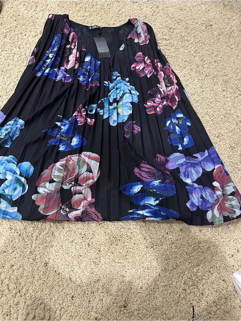 Sheilay Black Floral Pleated Kimono Cardigan XXL Boho Lightweight blouse